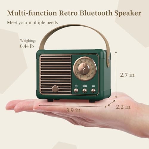 PRUNUS J-999 Retro Bluetooth Speaker,Vintage Decor,Mini Wireless Bluetooth Speaker,Cute Old Fashion Style Support USB/TF Card/AUX for Kitchen Desk Bedroom, White Elephant Gifts for Adults Men Women 7