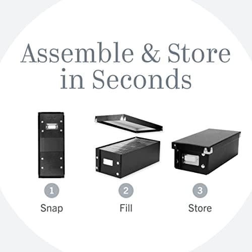 Snap-N-Store Index Card Holder Storage Box - Collapsible Organizer Box fits 1100 Flash Cards - Business, Recipe, or Note Card - 4 x 6, 2 Pack, Black 7