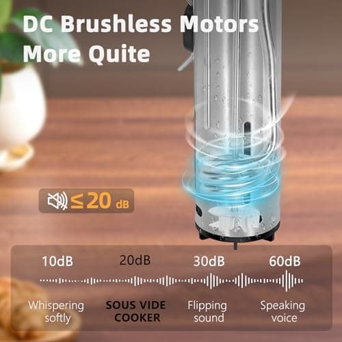 Outohomo Sous Vide Cooker,WiFi APP and Recipes Included,1300W IPX7 Waterproof Immersion Circulators,Precision Slow Cooker,Digital Display Control,Ultra Quiet,Fast Heating,Easy to store(Silver) 7