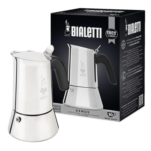 Bialetti - New Venus Induction, Stovetop Coffee Maker, Suitable for all Types of Hobs, Stainless Steel, 10 Cups (15.5 Oz), Silver