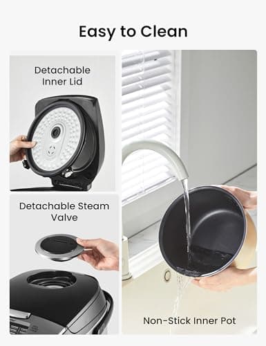 COMFEE' Rice Cooker 12 Cups Cooked/6 Cups Uncooked, Portable Non-Stick Rice Maker, Japanese Rice Cooker with Fuzzy Logic Technology, 24-Hour Timer Delay, 11 Presets, Steamer, Fast Cooker, Grain Cooker, Black 7