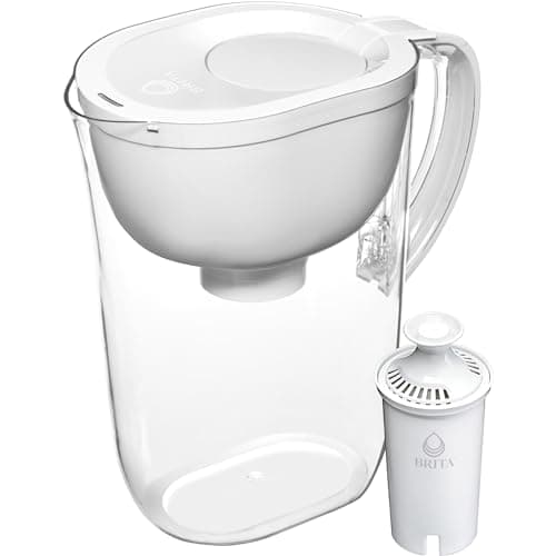 Brita Large Water Filter Pitcher for Tap and Drinking Water with SmartLight Change Indicator, Includes 1 Standard Filter, BPA-Free, Lasts 2 Months, 10-Cup Capacity, Bright White 12