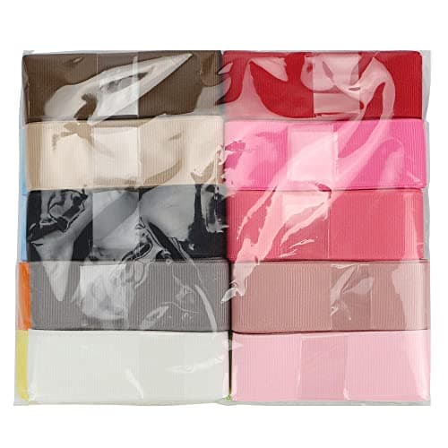 Midi Ribbon Grosgrain Ribbon 1 inch Ribbon 20 Solid Color Assortment, 1" X 2 Yard Each, Total 40 Yds Per Package, Thin Grosgrain Thick Fabric Ribbons for Crafts, Hair Bow Supplies 9