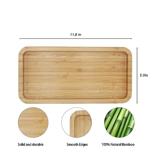 Bamboo Vanity Bathroom Tray for Counter, Bamboo Tray for Bathroom, Toilet Tank, Perfume 11.8L x 5.9W x 0.8H inch (Bamboo) 7