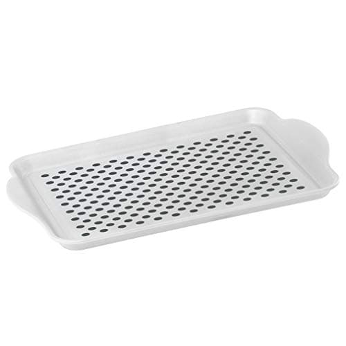 OGGI Anti Slip Serving Tray with Handles- White Rectangle Server - Ideal for Eating, Breakfast Tray, Food Tray, Appetizer, Serving