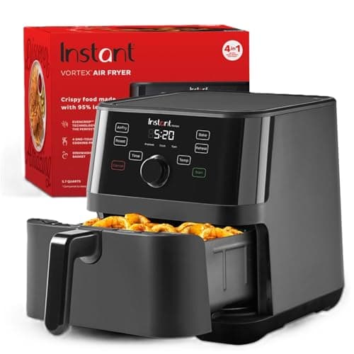 Instant Pot Vortex 5.7QT Air Fryer, Custom Program Options, 4-in-1 Functions, EvenCrisp Technology that Crisps, Roasts, Bakes and Reheats, 100+ In-App Recipes, from the Makers of Instant Pot, Black
