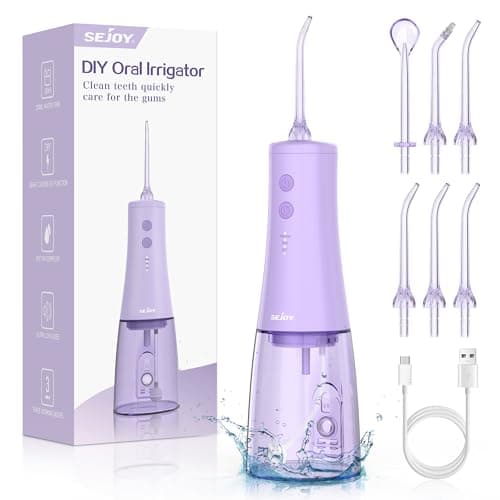 350mL/12oz Water Flosser with 3 Modes 6 Jet Tips,Dental Oral Irrigator USB Rechargeable Cordless Water Dental Picks for Teeth Cleaning,IPX7 Waterproof,for Home and Travel for Oral Care(Purple)