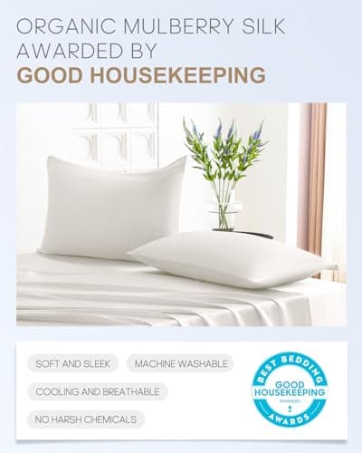 THXSILK Set of 2 100% Silk Pillowcases for Hair and Skin, Both Sides Grade 6A+ 22 Momme Mulberry Silk Pillow Case with Hidden Zipper, Soft & Smooth White Pillowcases(2pcs, Queen Size 20"x30") 5