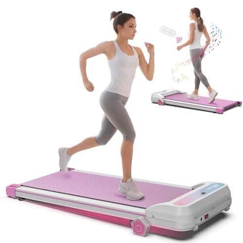 FYC Treadmill for Home with Incline, 2.5HP Low Noise Walking Jogging Running Machine with Remote Control, LED Display and Bluetooth, Under Desk Treadmill for Home Office, Pink