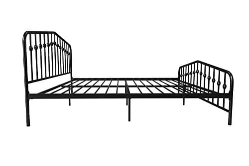 Novogratz Bushwick Modern Metal Bed, Slightly Triangular Headboard and Footboard with Inset Spindles, Adjustable Base Height for Underbed Storage, Requires No Box Spring, King Size - Black 10