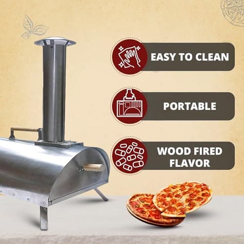 Pellethead Portable Pizza Oven Kit: Wood-Fired Outdoor Grill with Peel, Blower, Thermometer & Accessories, Stainless Steel, 13-Inch Stone Included 5