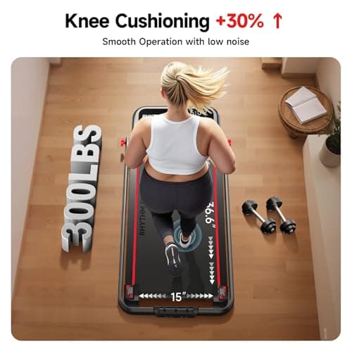 RHYTHM FUN Treadmill with Incline, Walking Pad with Handle Bar,300lbs Walking Pad with APP, Portable Folding Walking Treadmills for Home/Office with Low Noise 8