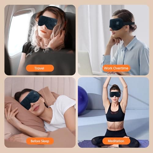 Heated Eye Mask, Cordless Warm Eye Compress for Dry Eyes, Blepharitis, Light Blocking Heat Eye Mask for Men Women, 1000mAh, Washable, Gifts for Friends, Travel(Black) 5