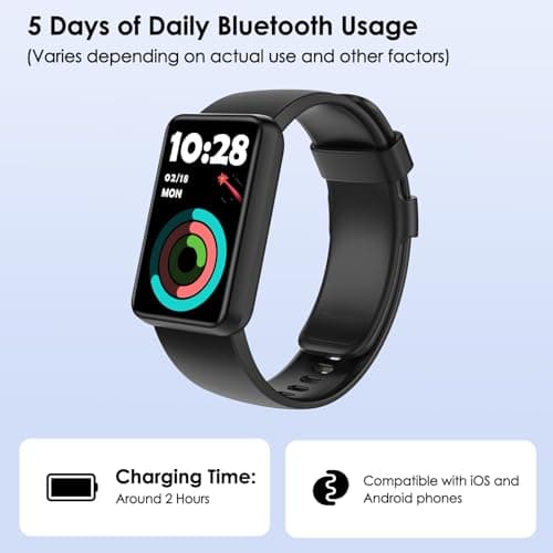 KEEPONFIT Fitness Tracker, 1.57" Touch Screen 3ATM Water Resistance, Activity Tracker with 100 Workout Modes Heart Rate/SpO2/Stress/Sleep Monitor for Men and Women, for Running, Cycling, Yoga (Black) 6