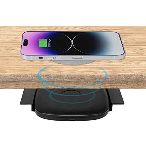 1.57"(40mm) NiiTTER Invisible Wireless Charger, Under Desk Wireless Charger, Under Counter Charging for iPhone 17/16/15/14/13/12/ Samsung Galaxy S25/S24/S23/S22/S21(Adapter Included)