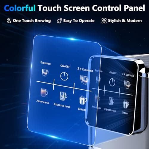 URintells Cuising Espresso Machine 20 Bar,Touch Screen Espresso Maker with Steam Milk Frother,Stainless Steel Expresso Coffee Machine for Cappuccino Latte Cold Brew,1350W Fast Heat Up System,Black 2