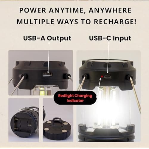 Rechargeable Camping Lanterns for Power Outages - Pack of 2 Waterproof LED Solar Lanterns for Camping Essentials, Hiking Gear, Battery Backup & Emergency Survival Kits 9