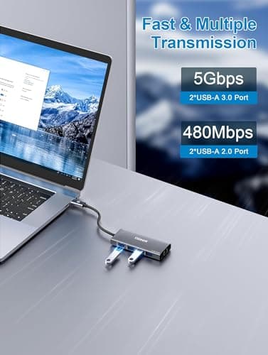 QGeeM USB C Hub Ethernet,9 in 1 USB Type C Hub HDMI Multi-Port Converter Adapter,100W Pd, USB 3.0,SD/TF Card Reader,Compatible for MacBook Pro Air Ipad HP Dell Lenovo Chromebook etc.-Gray 6