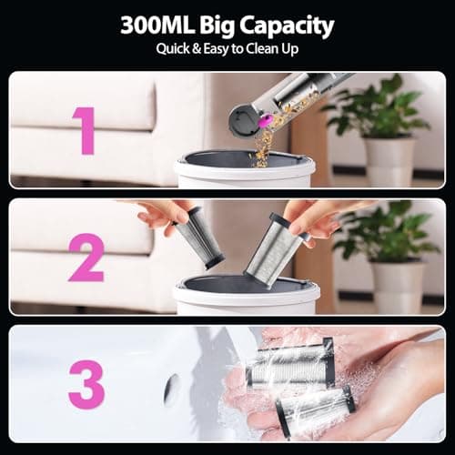 YTE PRO Handheld Vacuum Cordless 25000Pa Car Vacuum 3-in-1 Handheld Vacuum, Includes Smart Display and Charging Base Hand Vac Cordless Rechargeable One-Touch Empty for Home/Pet/Car (Violet) 8