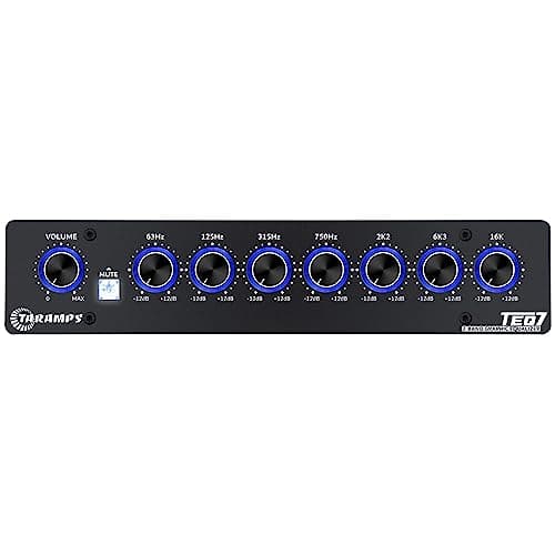 Taramp's TEQ 7 Stereo 7-Band Graphic Equalizer RCA Input 2 Channels HPF and LPF Filters Mute Function Car Audio Mixer Equalizer EQ, Best Control for Car, Boat, Motorcycle - TEQ7 Blue