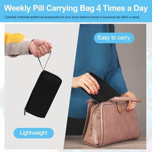 Yewltvep Monthly Pill Organizer 4 Times a Day, Pill Box Organizer with 32 Daily Compartments, 30 Day Pill Organizer 4 Times a Day Pill Holder with Hard Shell Travel Case+Weekly Pill Bag 4 Times a Day 6