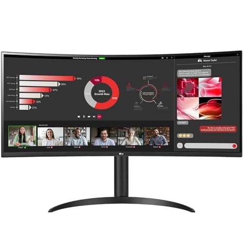 LG 34WR55QC-B 34" Curved UltraWide WQHD HDR 10 100Hz Monitor with USB Type-C, 3440x1440 Curved Display, 100Hz Refresh Rate, AMD FreeSync, Borderless Design