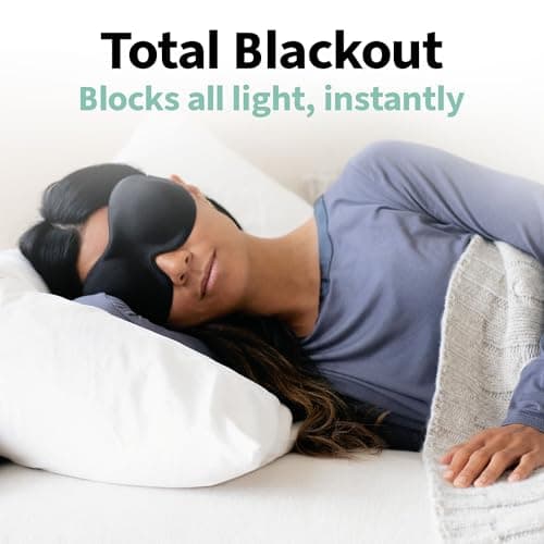 Nidra Contoured Sleep Mask for Side Sleepers – Zero Pressure Fit, Light Blocking Eye Shade for Sleeping & Travel – Black, Standard Size 5