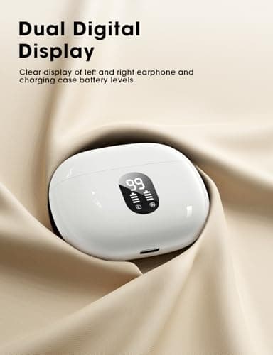 Wireless Earbuds, Bluetooth Ear Buds with Big Bass Stereo Sound, 48 Hours Playtime, Lightweight in-Ear Fit Earphones, IPX7, Hands-Free Calls with AI for iPhone, Android, Pad, Sports, Workout White 6