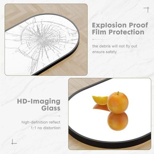 NEWBULIG Arched Full Length Mirror 59"x16" for Bedroom, Full Body Mirror with Stand, Hanging or Leaning for Wall, Aluminum Alloy Thin Frame Floor Standing for Living Room, Tall, Black 6