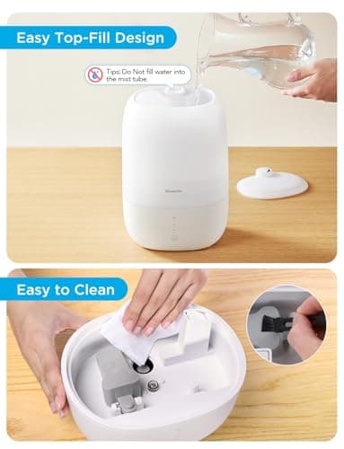 GoveeLife Smart Humidifiers for Bedroom, 3L Top Fill Cool Mist Humidifiers with Essential Oil Diffuser, Humidity Control, WiFi Air Humidifier with Night Light, for Baby, Plants, Home, Work with Alexa 8