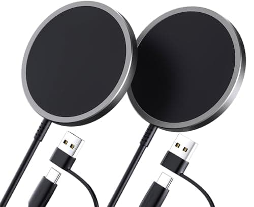 Mag-Safe Charger 2-Pack 15W, JSAUX Magnetic Wireless Charger Fast Charger Pad Compatible with MagSafe Charger, iPhone 16/16 plus/16 Pro/16 Pro Max/iPhone 15/14/13/12 Mini Mag Charger Airpods Black