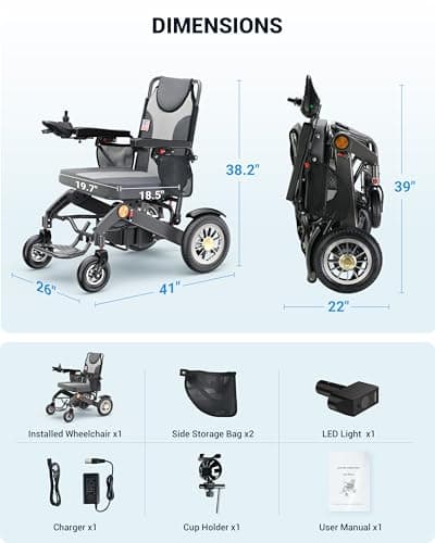WalkFeel 19.7" Wider Electric Wheelchairs for Adults - 30 Miles Range, 400 LB Foldable Motorized Wheelchair with 25AH Lithium Battery, 500W Motor Power Wheelchair for Home/Outting/Travel(Grey) 9