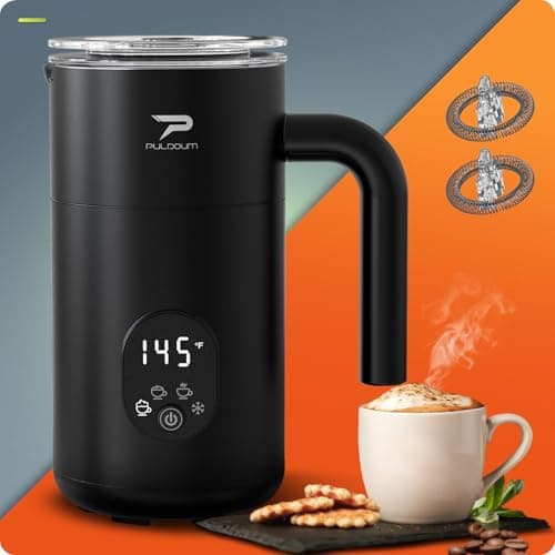 Milk Frother and Steamer 4 in 1 Automatic Coffee Steamer Frother, 11.8OZ / 350ML Warm and Cold Foam Frother for Coffee,Latte, Cappuccino, Macchiato, Hot Chocolate (Black) 7