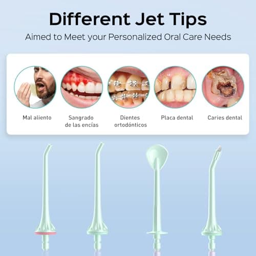 COSLUS Water Dental Flosser Pick for Teeth C30(FC5360): 4 Modes Cordless Portable 300ML Larger Tank Water Teeth Cleaner IPX7 Waterproof Flossing Cleaning Picks for Home Travel Green 8