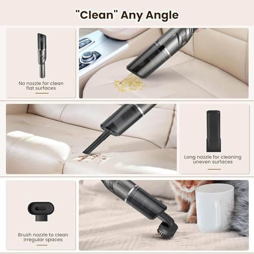 MZGO Car Vacuum Portable Cordless 120W/12kPa High Power Handheld Portable Handheld Vacuum Cordless Cleaner with Low Noise Wet and Dry Use Auto Vacuum Cleaner for Car Home Cleanning 6