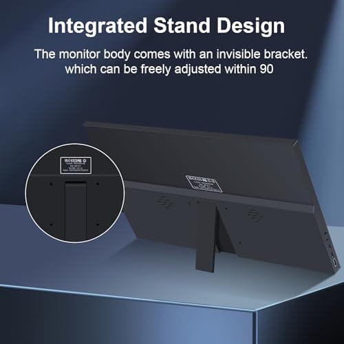 Ulrhzar 17.3 Inch Portable Monitor for Laptop, HDMI USB-C Travel Monitore with Kickstand & Speakers, 1600x900P 99% sRGB 60Hz Gaming Monitors External Secondary Screen for PC Mac Phone Ras Pi Switch 8