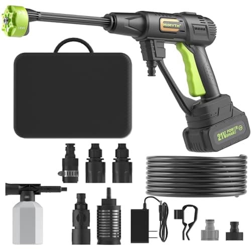 Cordless Pressure Washer Battery Powered; 990PSI Cordless Power Washer with 6-in-1 Nozzle, 23FT High-Elastic Hose, 21V Battery&Charger; Portable Handheld Pressure Washer Cleaner for Home, Car (DH02-6)