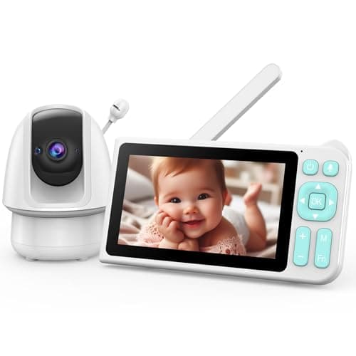 Cyanpink Video Baby Monitor, 2000ft Long Range, Enhanced Signal Stability, No WiFi, 5" HD Screen, 5000mAh, 1080p Camera, Super Clear Night Vision, Pan-Tilt-Zoom, 2-Way Audio, AI Cry & Motion Alarm