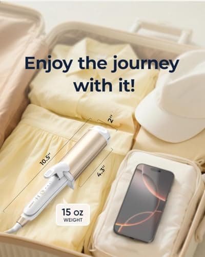 FURIDEN Lite Dual-Voltage Curling Iron: 110V-240V 2 Inch Ceramic Wide Barrel 2-in-1 Curling Iron for Armpit to Mid Back Length Hair - Europe Travel for Loose Waves with Clamp 8