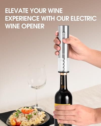 Moriank Electric Wine Opener Set with Stand, Wine Gift Set with Rechargeable Wine Opener, Wine Aerator, Vacuum Stoppers and Foil Cutter, 6-in-1 Wine Bottle Opener Set for Home Party Bar Outdoor Gift 5