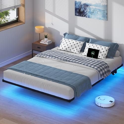 HAVONIZD Floating Bed Frame Queen with LED Lights and Charging Station - 8 inch Platform Bed Frame No Box Spring Needed, Easy Assembly 7