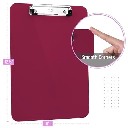 Mr. Pen- Plastic Clipboard, 12.5” x 9”, Dark Red Clipboard Plastic, Low-Profile Metal Clip with Retractable Hanging Hole 2