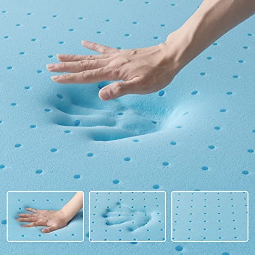 Maxzzz Queen Mattress Topper, 3 inch Cooling Mattress Topper, Memory Foam Gel-Infused Bed Topper, Medium Firm Mattress Topper, CertiPUR-US Certified, Bule 5
