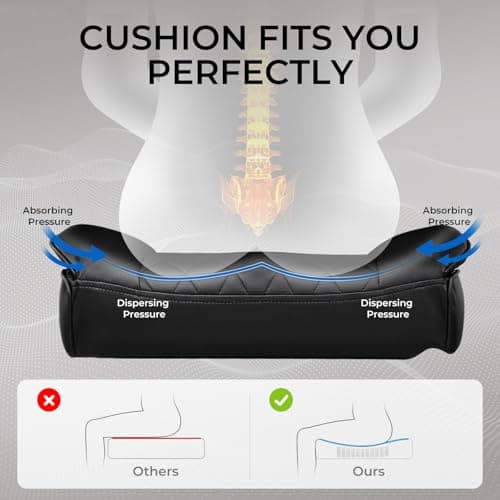 GTPLAYER Gaming Chair,Office Chair with Pocket Spring Lumbar Support, Ergonomic Comfortable Wide Office Desk Computer Chair with Outward Fixed Soft Armrests and Footrest (PU Leather, Black) 8