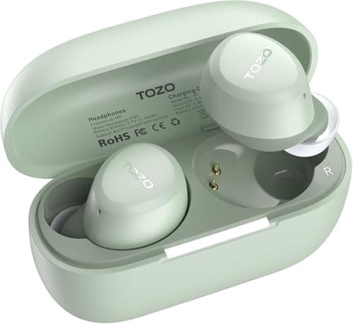TOZO A1 2024 New Upgraded Wireless Earbuds, Bluetooth 5.3 in Ear Headphones Light-Weight, Support APP EQ Setting, Stereo Sound Headset Longer Playback with Charging Case Waterproof, Green