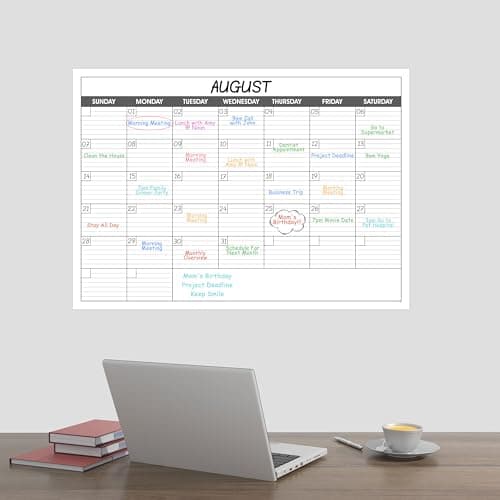 Large Dry Erase Calendar for Wall - Undated 1 Month Big Wall Calendar, 40" x 30", Erasable & Reusable Laminated Calendar Max with 8 Round Stickers, Great Layout Wall Calendar Dry Erase for Home, Office and School 9