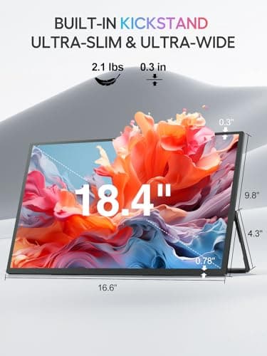UPERFECT Portable Monitor 18.4-inch 4K 60HZ 10 Bit w/VESA & Stand 180° Adjustable Ultra-Slim & Lightweight Frameless FHD FreeSync IPS HDR Gaming Display, Travel Second Monitor for Laptop 5