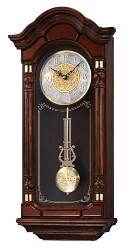 SEIKO QXH004BLH Oak Wood Pendulum Wall Clock with Chimes, Dark Brown, 28 x 12.5 x 6 Inches