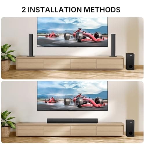 Wohome 2.1 Sound Bar for Smart TV with 5 Inches Wired Subwoofer, 140W, 2 in 1 Detachable Soundbar with RGB-IC Backlight, Bluetooth 5.3, Optical, AUX, USB Input, Bass Adjustable, Remote/Button Control 6