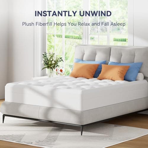 ELEMUSE Queen Size Dual Layer 3 Inch Memory Foam Mattress Topper,Cooling Gel Memory Foam Pillow Top Mattress Pad Cover for Back Pain Relief 7